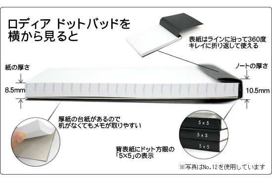 ロディア ドットバッドを横から見ると