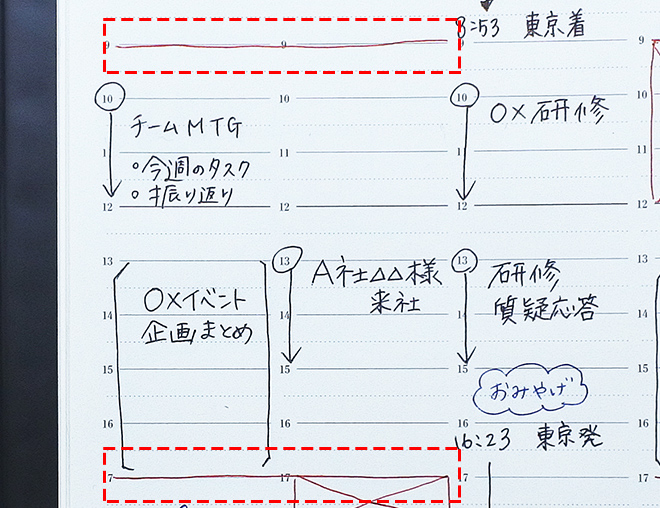 就業時間に線を引く