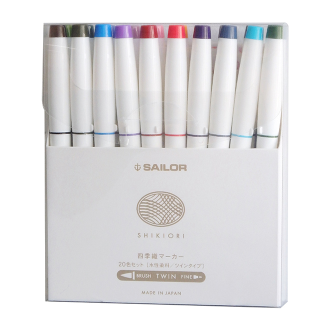 カラーペン】【筆ペン】 セーラー SAILOR 四季織マーカー 20色