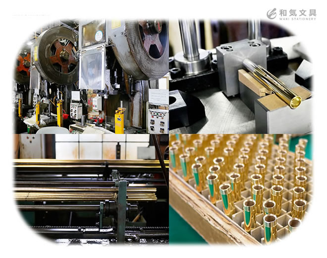 <b>ひとの手によって作られる安心の日本製</b>トラベラーズカンパニーが手がけるブラスプロダクトの筆記具、ペンケース、定規は日本国内の工場で作られています。