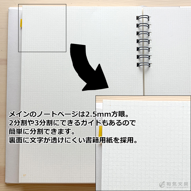 いろは出版 サニーノート SUNNY NOTE for business A5変形サイズ 2.5mm方眼 157ページ 【リングノート】【ページ番号付き】【バレットジャーナル】  通販 文房具の和気文具