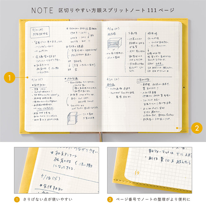 <b>分割も自由自在な方眼スプリットノート</b>