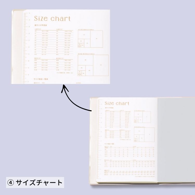 ふとしたときに活躍してくれるサイズ早見表。