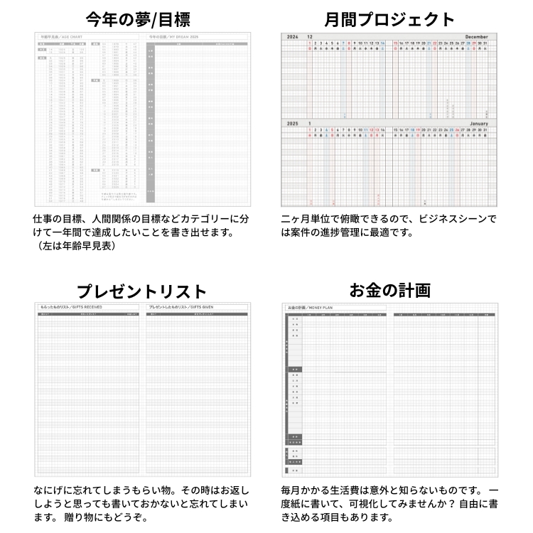 <b>【月間プロジェクト】</b>二ヶ月単位で俯瞰できるので、ビジネスシーンでは案件の進捗管理に最適です。