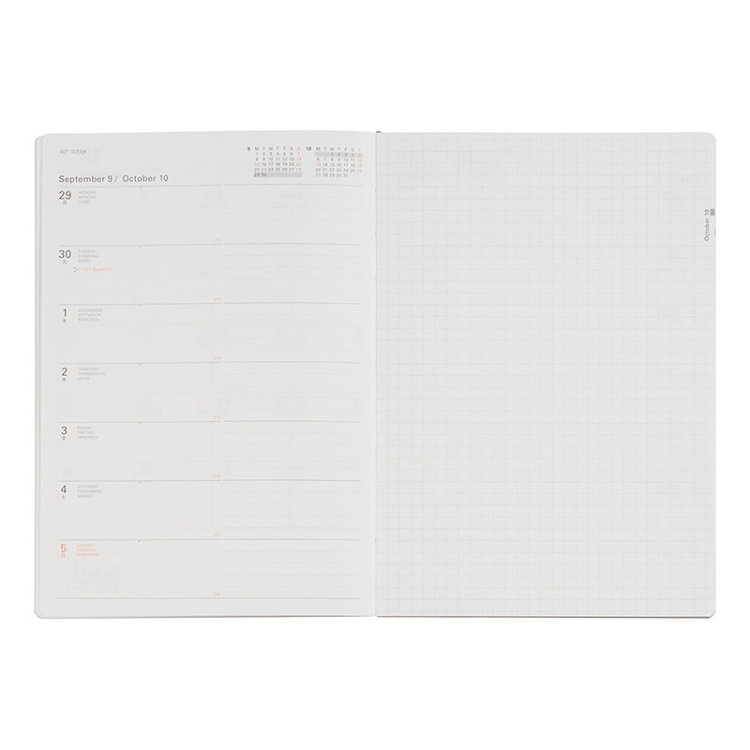 ホリゾンタルタイプのウィークリーページは、予定とタスク管理を見開きの左ページに集約できます。