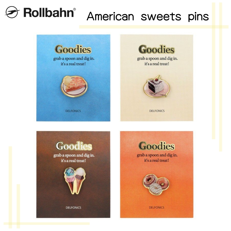 甘い香りがただよってきそうな、アメリカンスイーツをモチーフにしたピンズ。