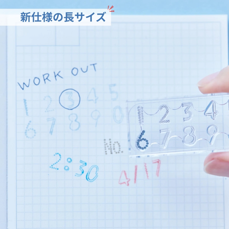 全面にインクを付けて捺せば、手帳のすき間を彩るラインとして、一部だけにインクを付けて組み合わせれば、1つのスタンプでさまざまなデコレーションが楽しめます。