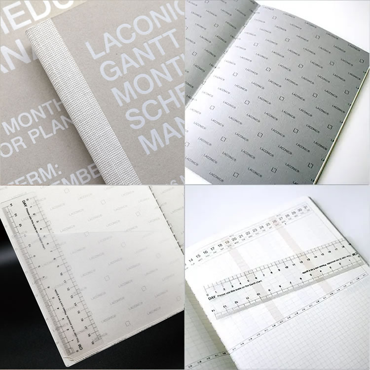 「曜日をまたいで記入できる」機能を更に便利に使うための各サイズ専用のデイト・ルーラー（日玉定規）が付属しています。