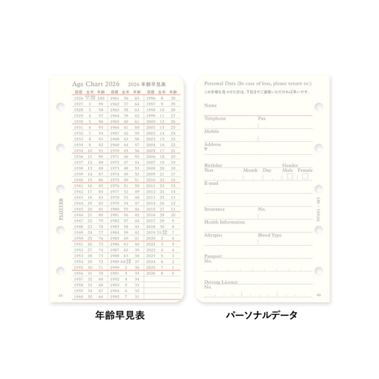 すっきりと見やすい年齢早見表。