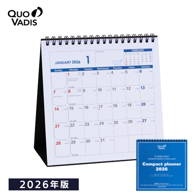 シンプルなデザインと使いやすさが人気のクオバディスが作った卓上カレンダーです。