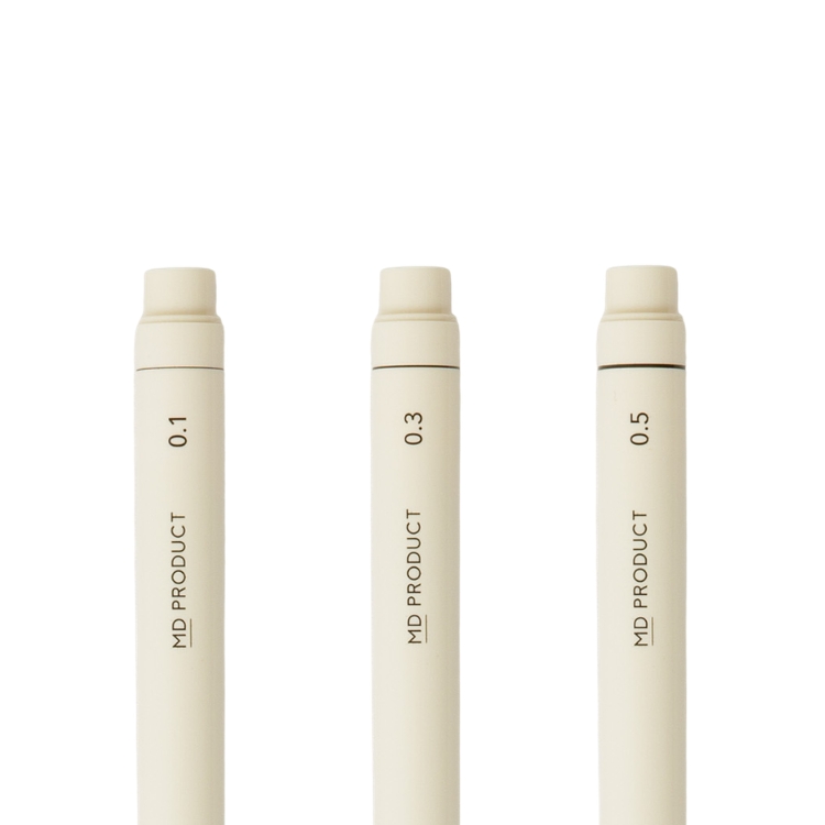 ペン軸に描かれた「実線」の太さで、キャップを外さずとも使いたい太さを選び取ることができます。