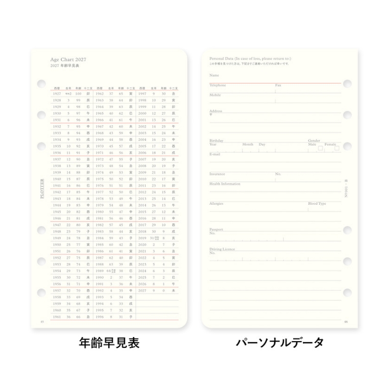 すっきりと見やすい年齢早見表。