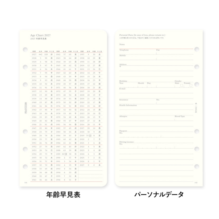 すっきりと見やすい年齢早見表。