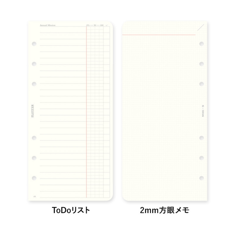 シンプルに使えるToDoリストと2mm方眼メモページ。