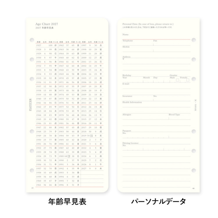 すっきりと見やすい年齢早見表。