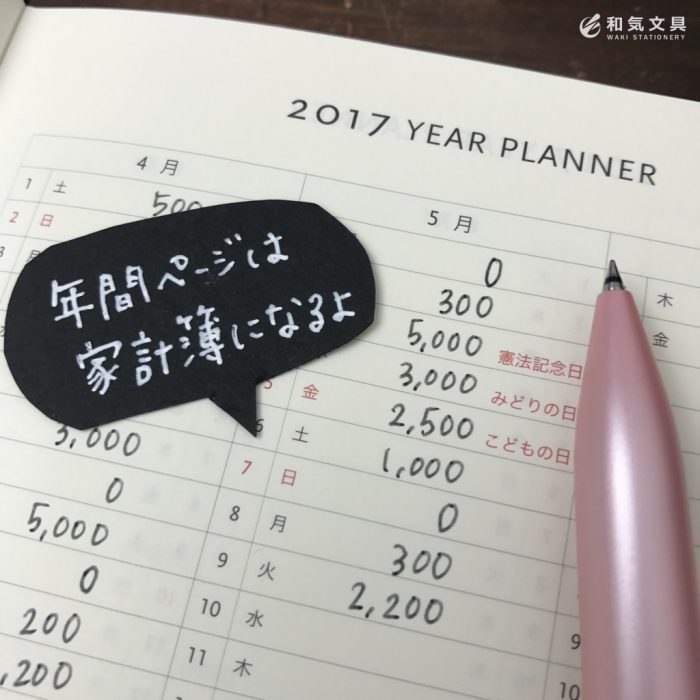 年間ページは家計簿に