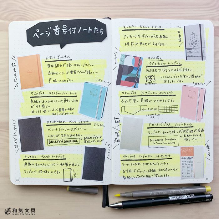 ページ番号付きノートたちをまとめてみた – 和気文具ウェブマガジン