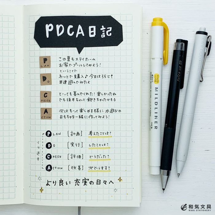 夏休みの日記にも 書く度に充実していくpdca日記の書き方 和気文具ウェブマガジン